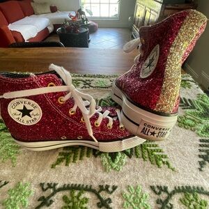 Pink and gold Converse platform high-top in size 8